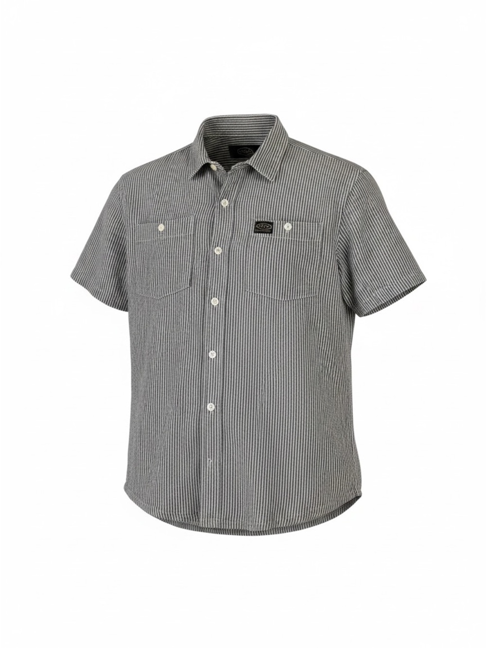 RVCA Short Sleeve Button-Down Shirt in Black and White Stripe